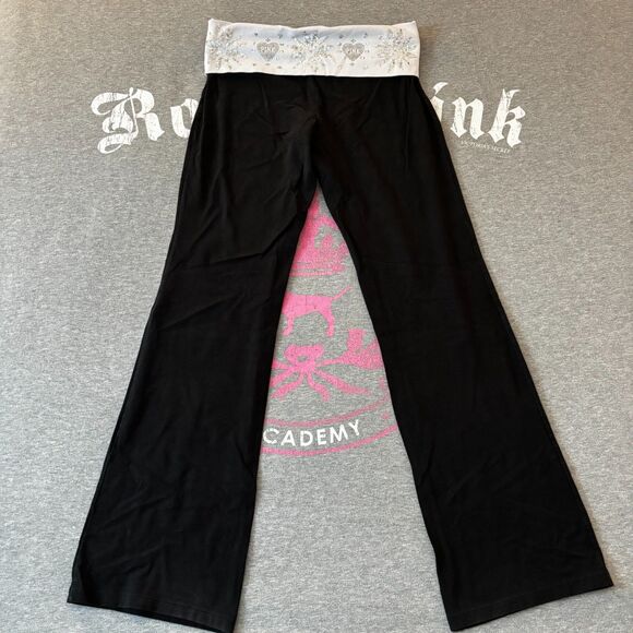 Victoria’s Secret PINK Rhinestone Sequin Bling Foldover Flare Leggings - LG - Picture 5 of 12